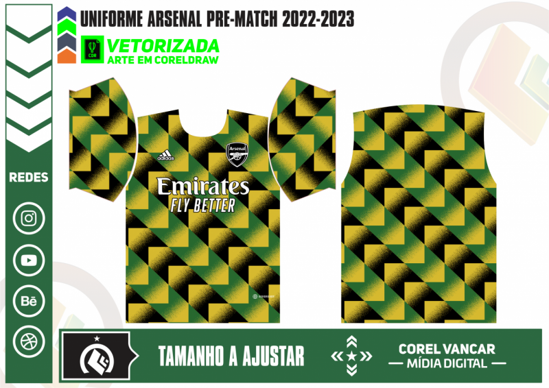 Arte Vetor Camisa Arsenal Pré-Jogo 2023-24 01